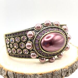 Heidi Daus Rhapsody in Hues Cabochon Hinged Cuff Bracelet in Box